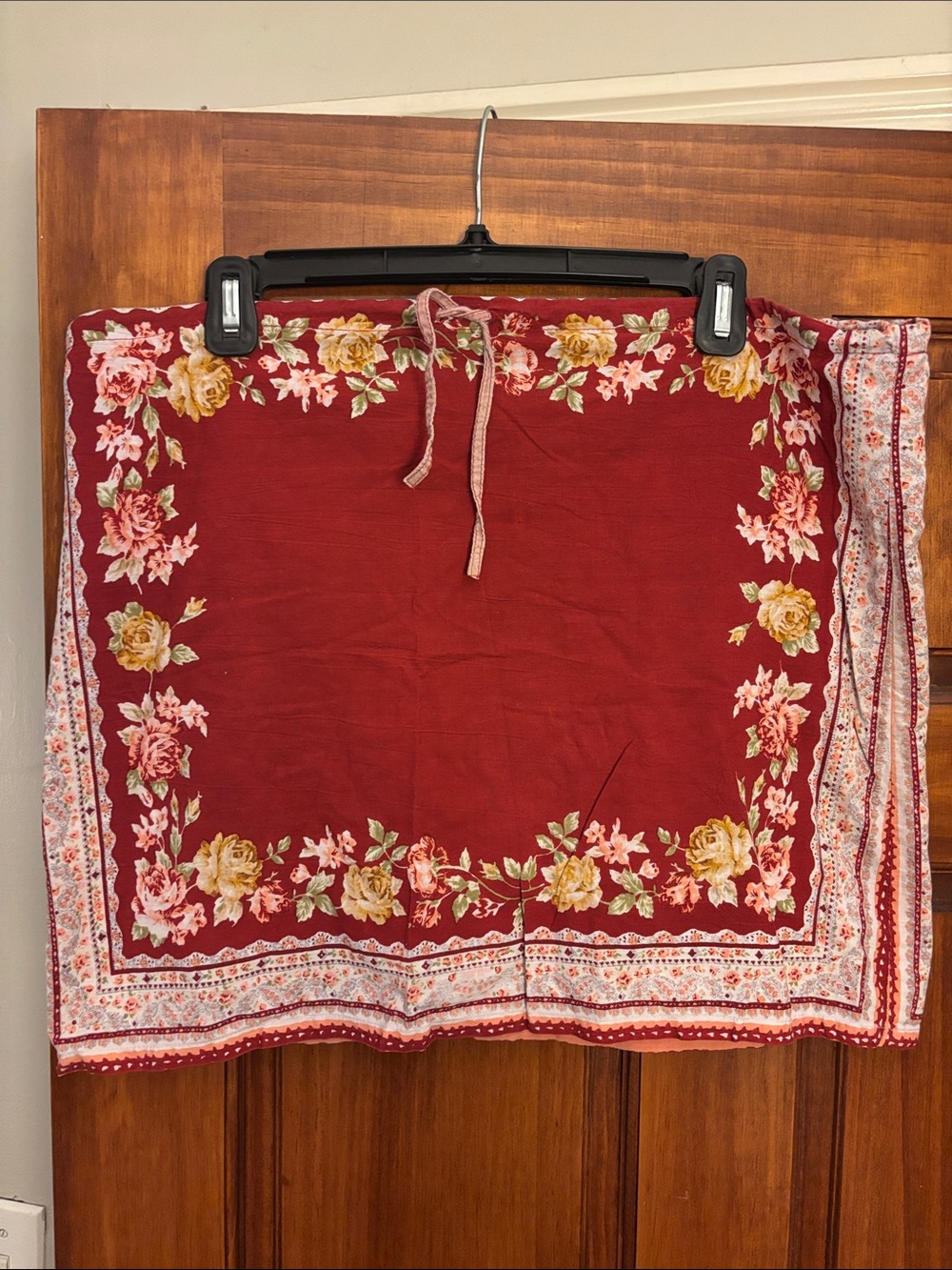 Blue Plate red floral 100% cotton mini skirt